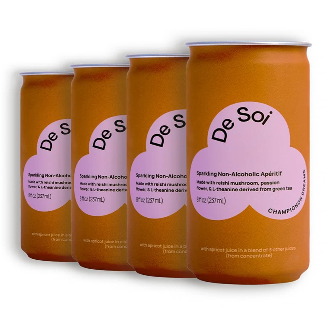 De Soi Champignon Dreams by Katy Perry - Sparkling Beverages, Natural Botanicals, Adaptogen Drink, Reishi Mushroom, Vegan, Gluten-Free, Ready to Drink 4-pack cans (8 fl oz)