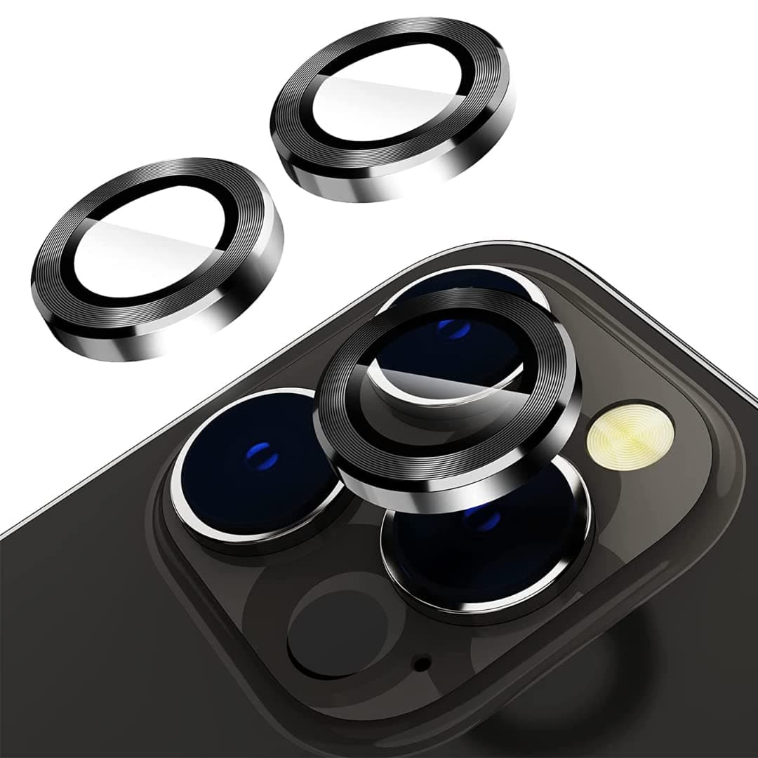 iPhone 14 Pro Max Camera Lens Protector, 9H Tempered Glass Camera Cover Screen Protector Metal Individual Ring for iPhone 14 Pro Max iPhone 13 ProMax 6.7 inch 2022 (Grey)