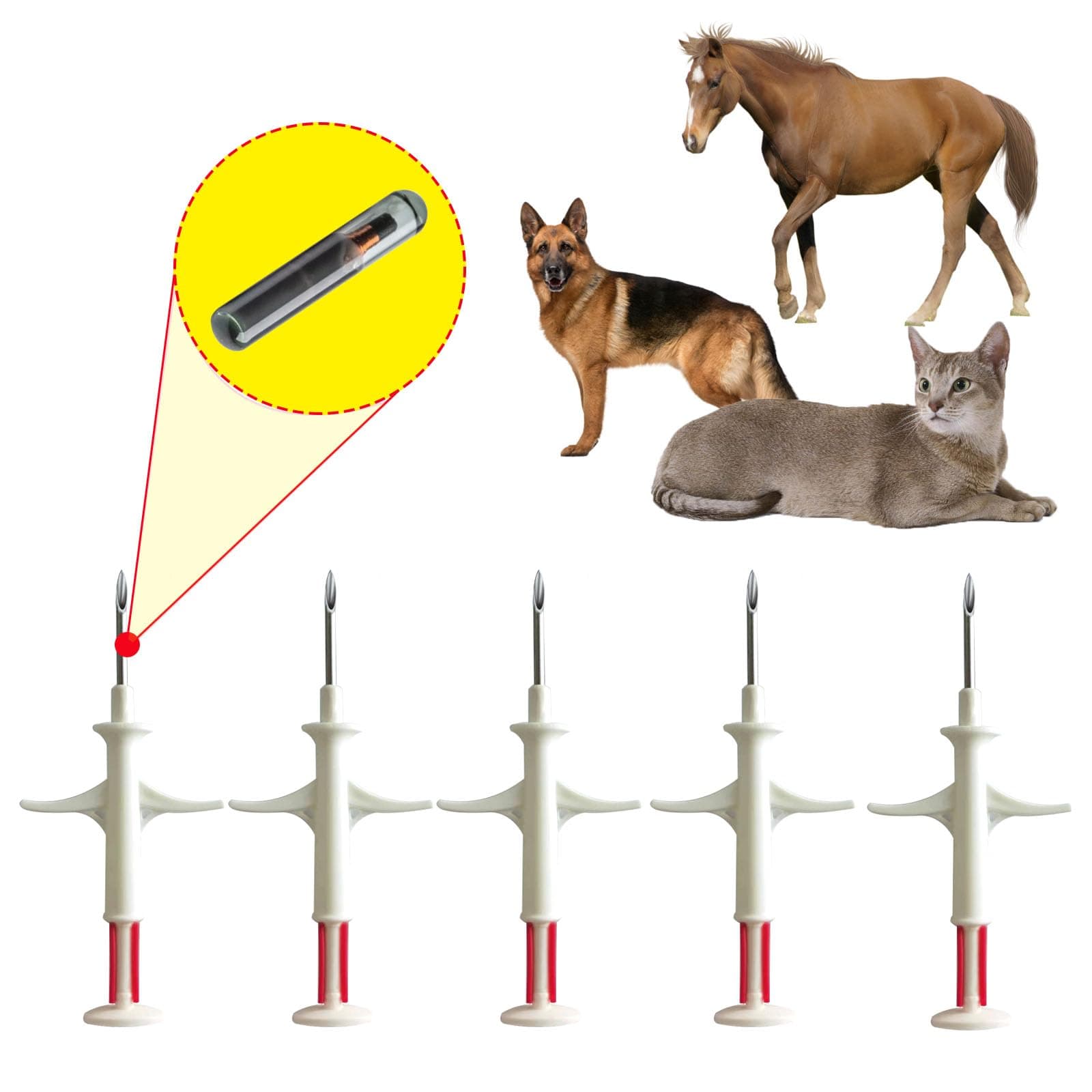 Manruta Pet ID Microchips for Pets Dogs Cats 2.12X12 mm Size Universal Standard