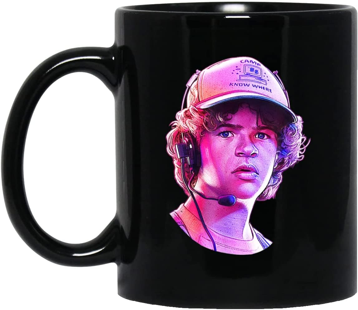 CRAFT MANIACS Dusty Large Rose Tone Portrait Theme Fan Art Printed Black Ceramic Tea/Coffee Mug | UBER Cool Merch & Best Secret Santa Gift