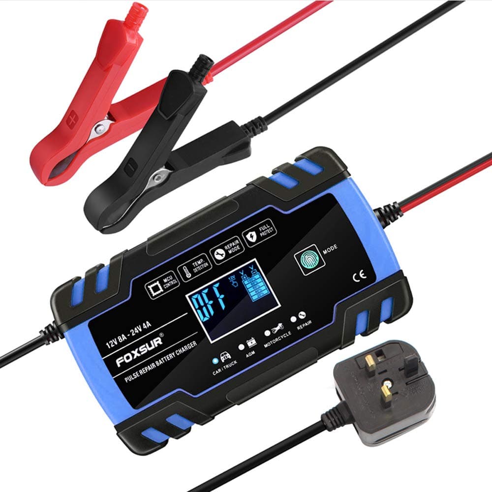 Tickas Car Battery Maintainer Charger12V 24V Pulse Repairing Charger with LCD Display Motorcycle & Car Battery Charger AGM Gel Wet Lead Acid Battery Charger
