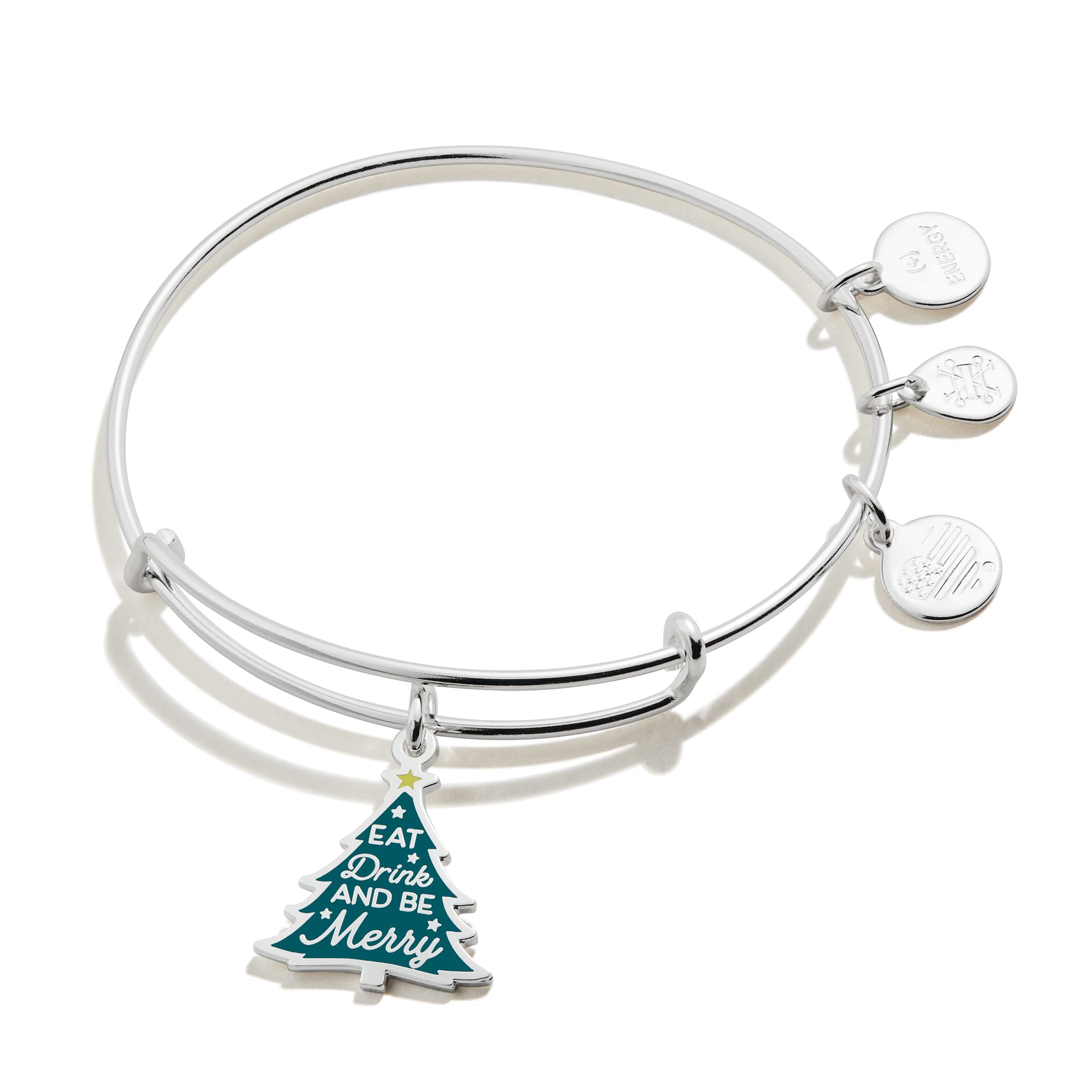 Alex and Ani Holiday Expandable Bangle for Women, Christmas Charms, Shiny Finish, 2 to 3.5 in