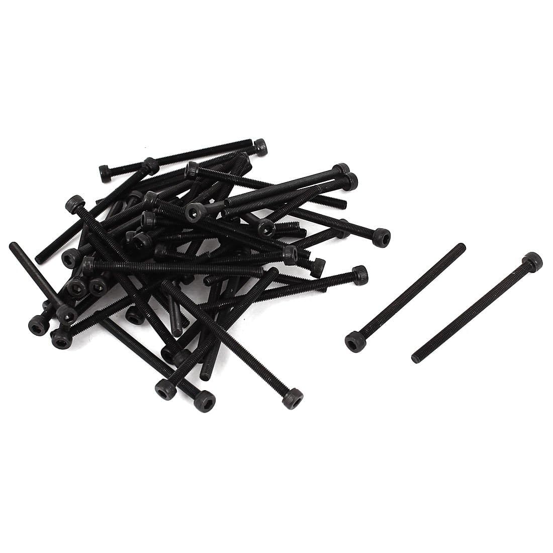Sourcingmap M3 x 45mm Hex Bolt Socket Head Cap Machine Screws Fasteners Black 50Pcs