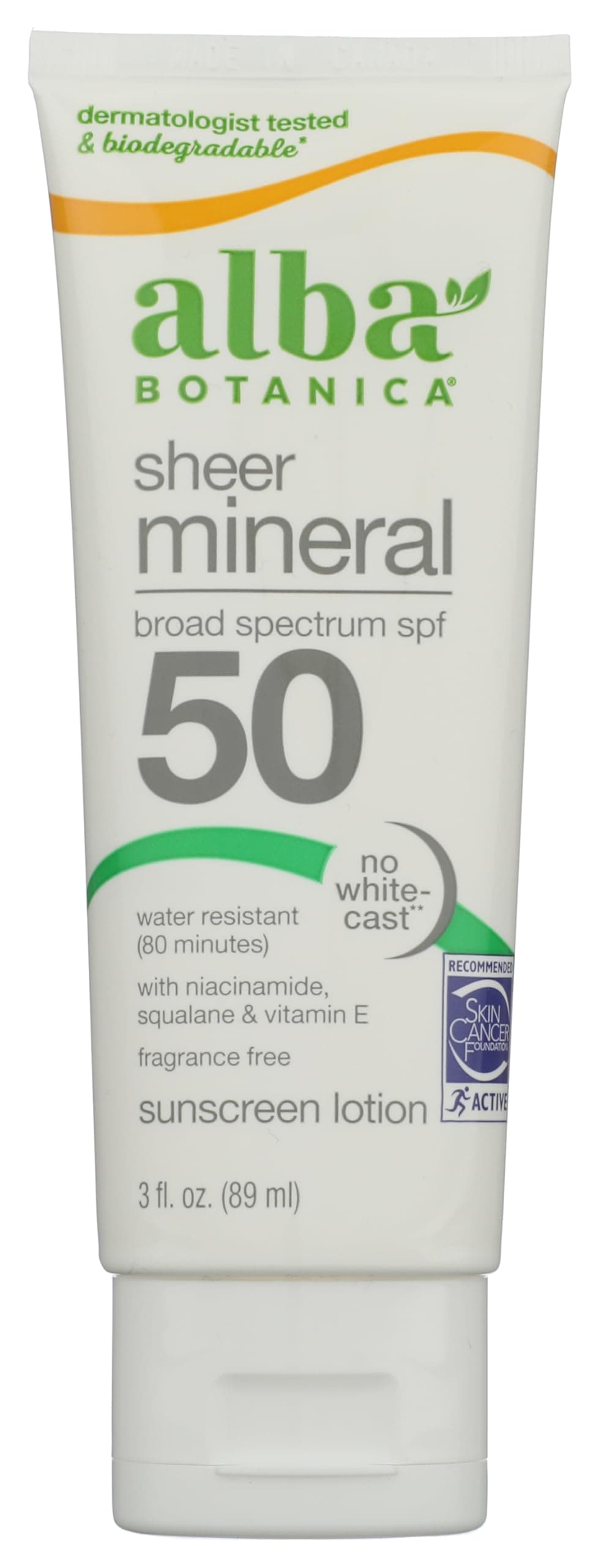 Alba Botanica Fragrance Free Sport SPF 45 Mineral Sunscreen, 4 oz.