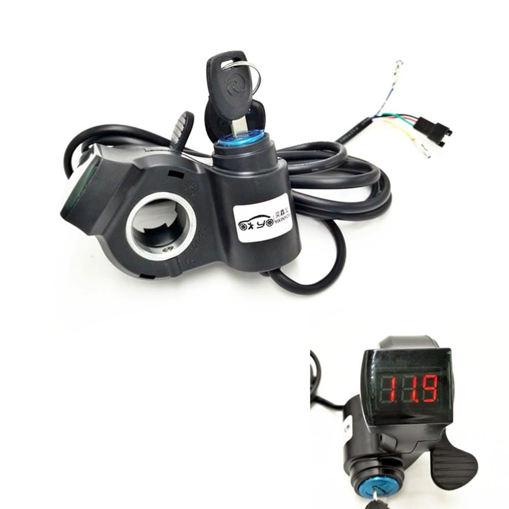 DRL Global Electric Bike Scooter Thumb Throttle 12-100v LED Display Voltmeter & Key Lock