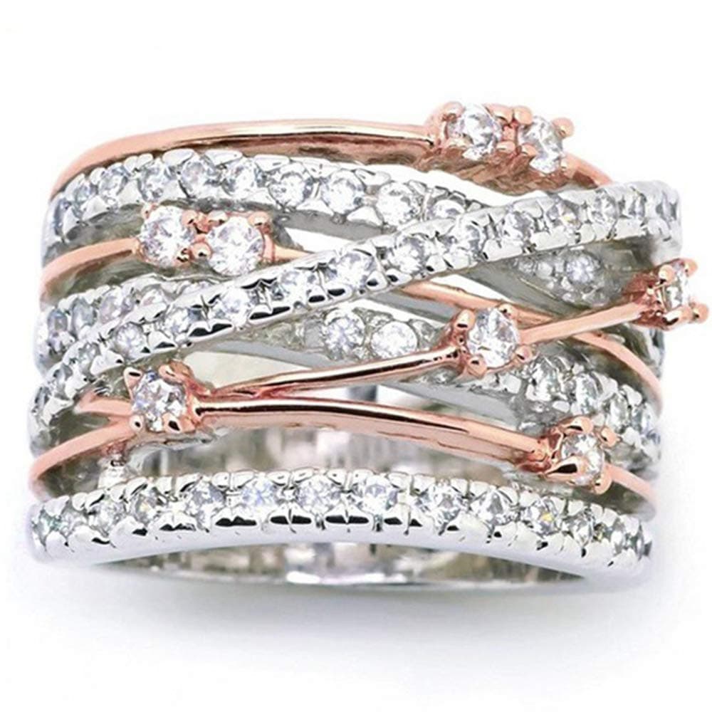Jewelers Silver Rose Gold Braided Wrap Knot Style Promise Statement Cocktail Party Ring
