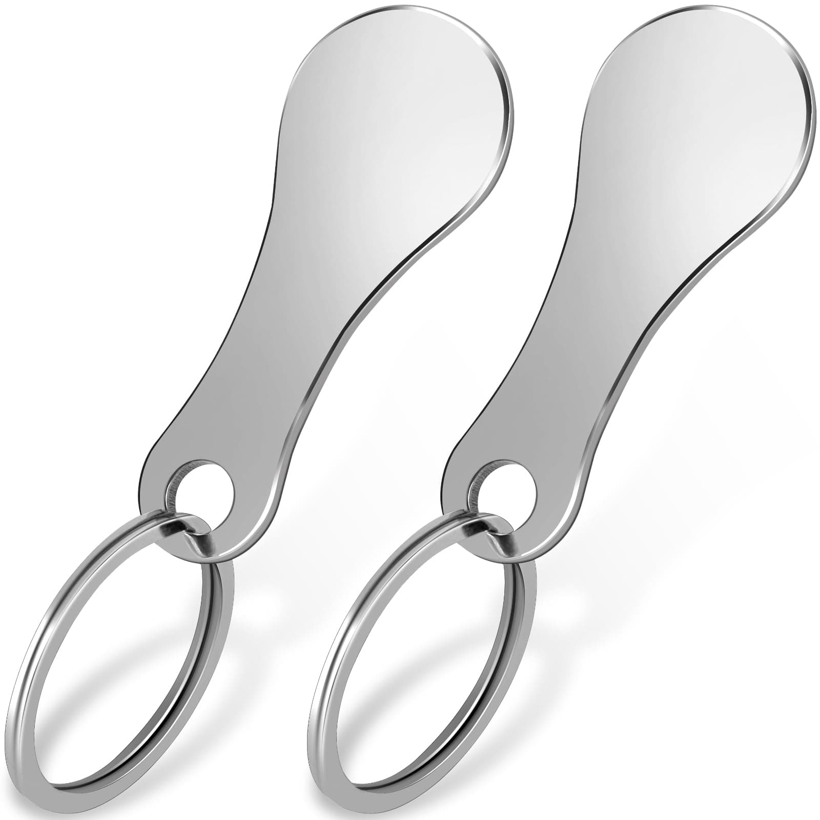 2 pcs Shopping Trolley Token Stainless Steel Removable Key Release Tool