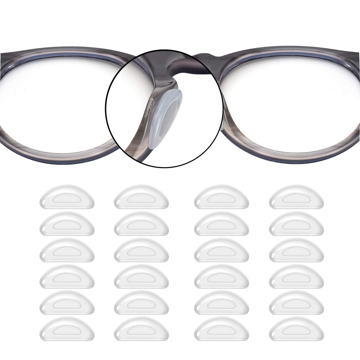 1.0mm Eyeglass Nose Pads 20 Pairs Stick On Silicone Anti-Slip Adhesive Nose Pads Cushions for Eyeglasses Sunglasses Thin Nose Pads (Clear)
