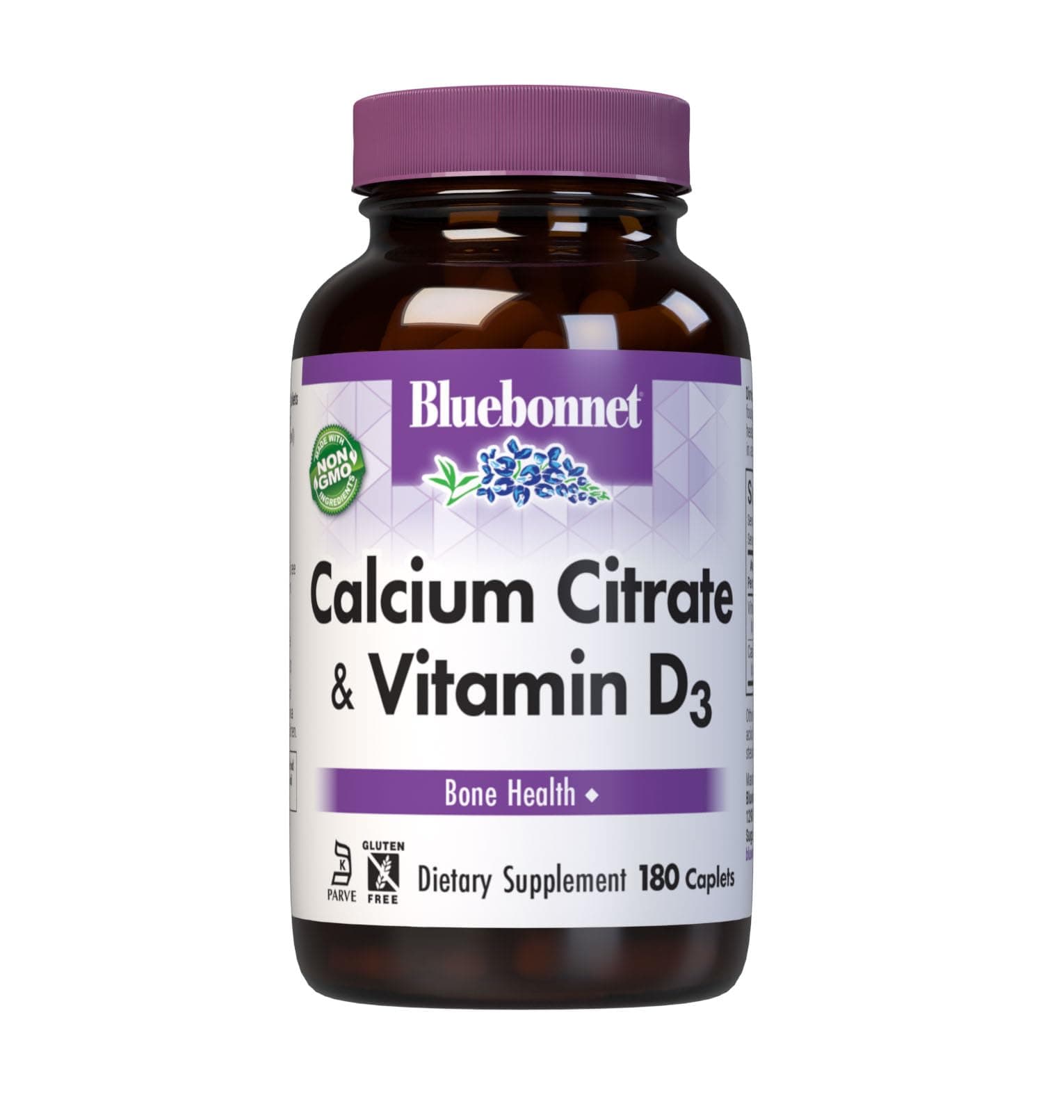 Bluebonnet Calcium Citrate with Vitamin D3 - Daily Bone Health & Strength Plus Immune Support* 1000mg Calcium Supplement for Women & Men - Non-GMO, Gluten-Free - 180 Caplets