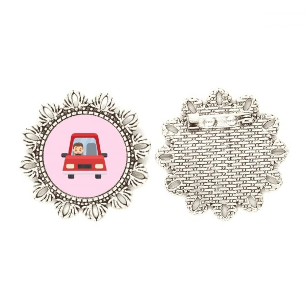 Motorman Steer Chauffeur Hackman Driver Silver Flower Brooch Hook Pin Breastpin