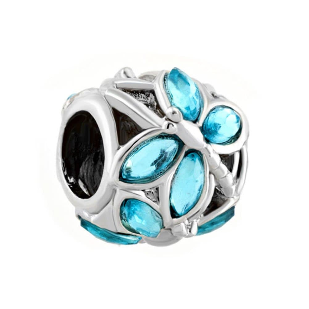 Birthstone Crystal Dragonfly Charm Fit Chamilia Bracelets