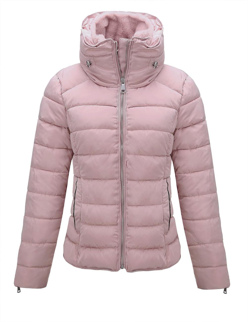 Bellivera Womens Lightweight Puffer Jacket, Winter Coats for Women Warm Quilted Bubble Padded Hood Coat with Faux Fur Collar