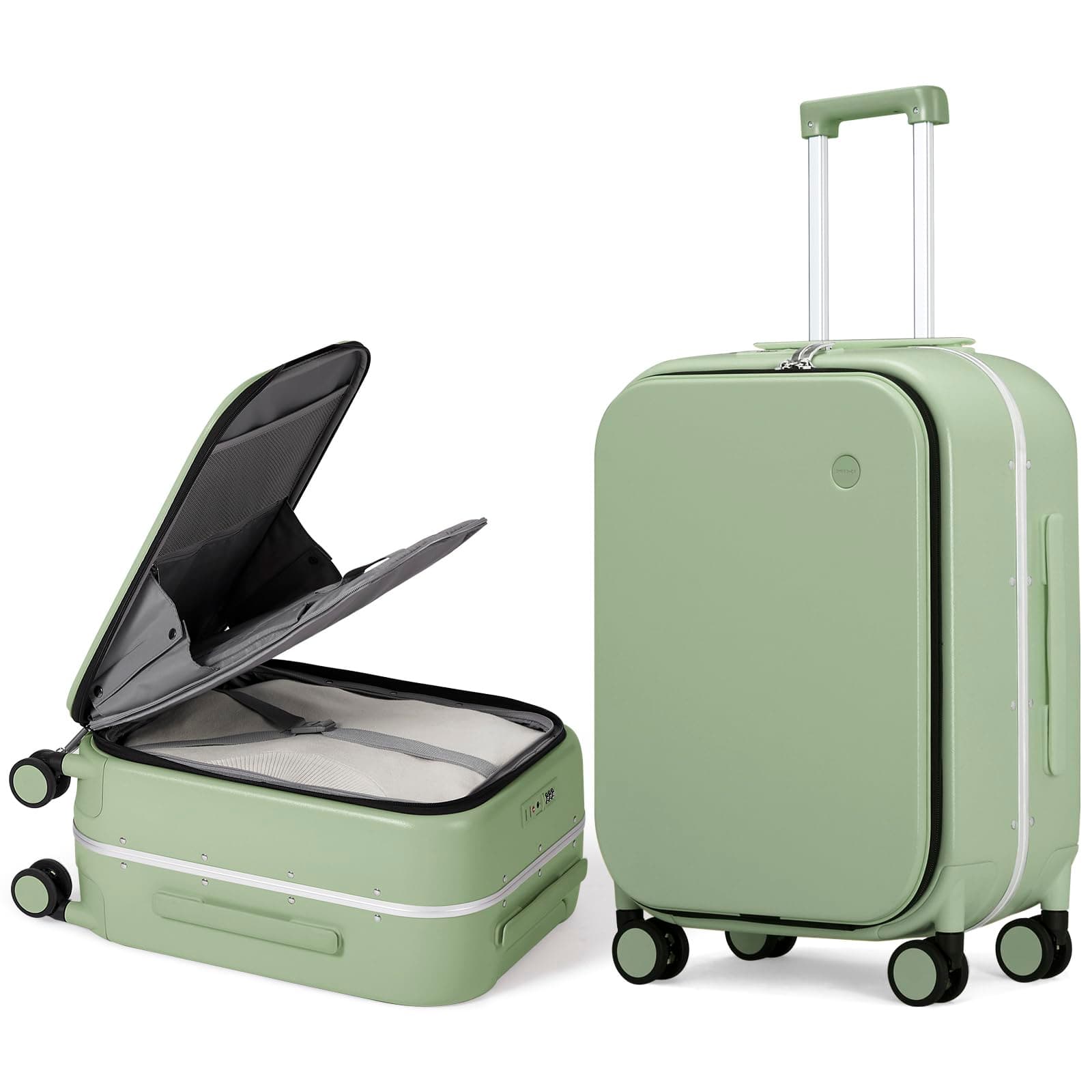 Luggage Suitcase with Spinner Wheels, Carry On Luggage with Laptop Pocket,18/20/24 Inch Travel Luggage Aluminum Frame PC Hardside with TSA Lock & Cover