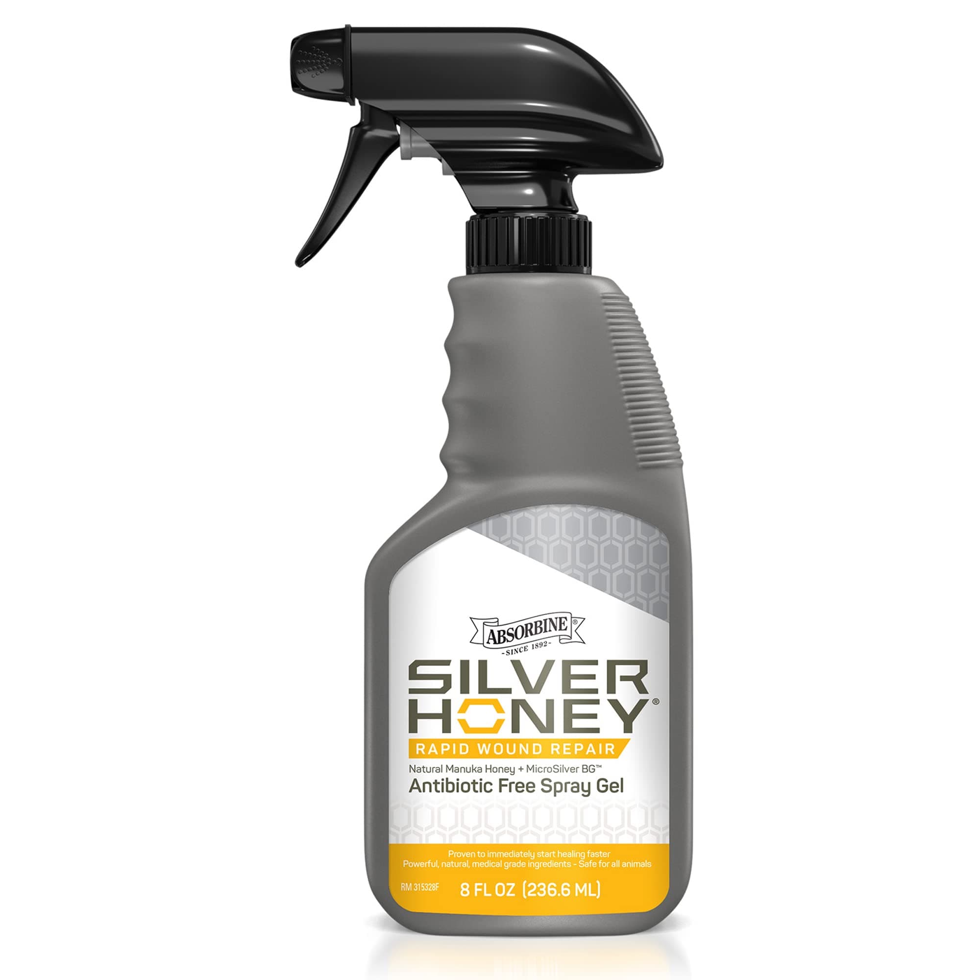 Silver Honey Rapid Wound Repair Spray Gel 8oz Bottle, Manuka Honey & MicroSilver BG, Horse & Large Animal Wound Care