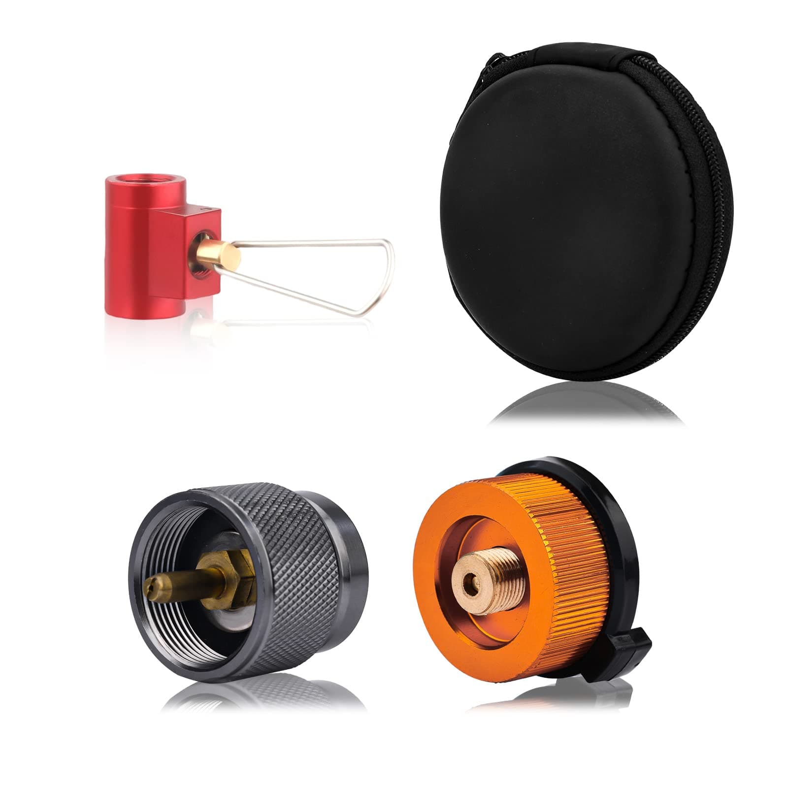 SAVITA 3pcs Butane Fuel Canister Refill Adapter Set, Propane/Isobutane/Butane/ Adapters Shifter, Camping Backpacking Stove Valve for 1LB Propane Gas Tan (D22120)