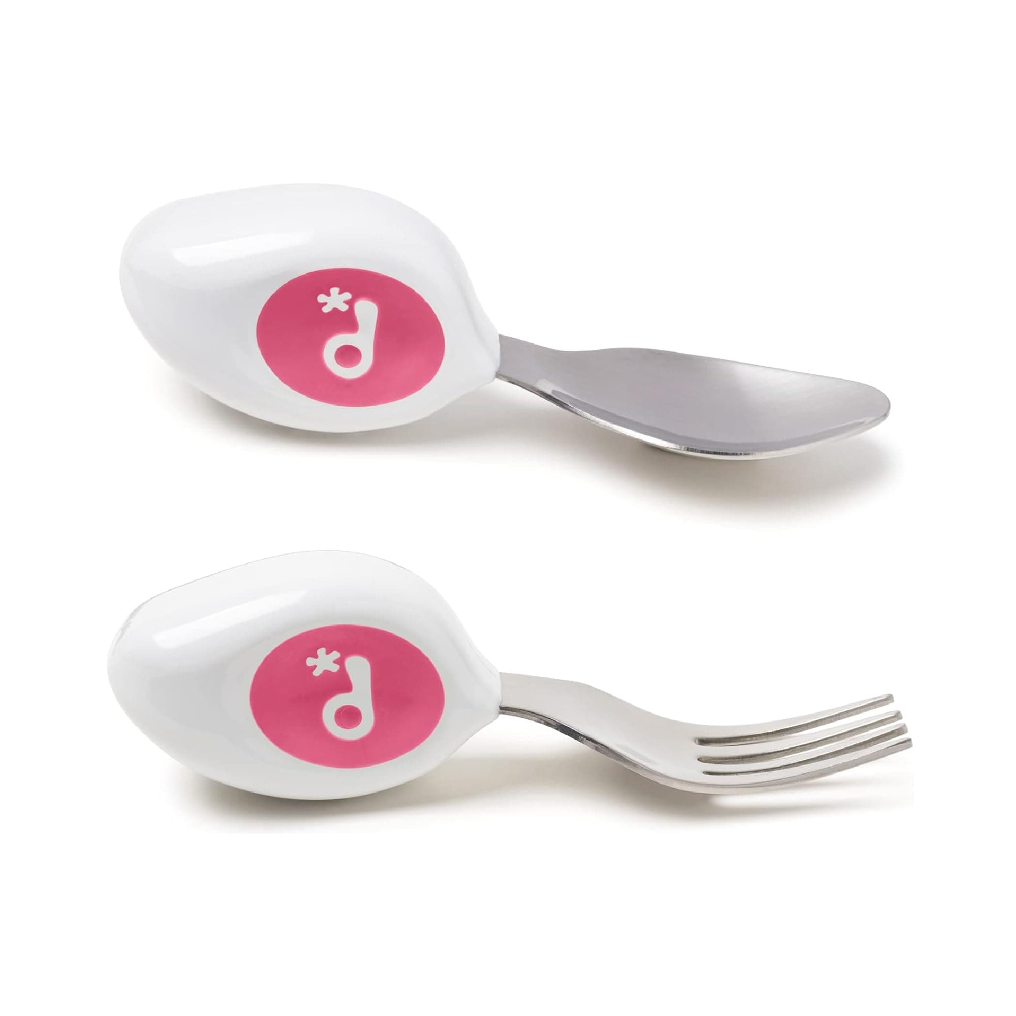 doddl 2-Piece Spoon and Fork Set - Learn to use Toddler Cutlery in Minutes, 1 Year Old & up, Baby-Led Weaning Supplies, Magenta