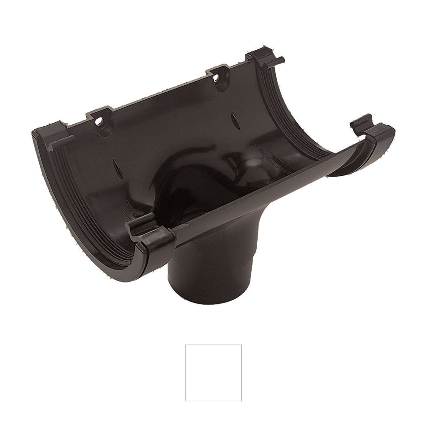 Black RWO1BL Half Round Running Outlet Gutter Corner Marshall Tufflex uPVC Plastic Rainwater Gutter System