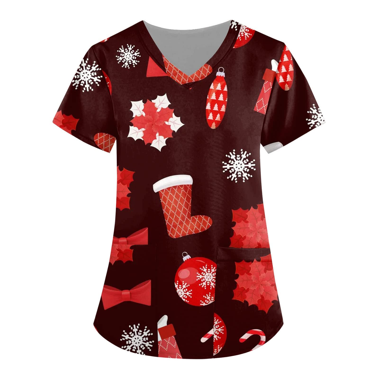 Womens Christmas Scrubs Tops Short Sleeve V Neck Uniform Animal Lightweight Beauty Uniform Plus Size Work Casual Dog Grooming Tops Holiday Healthcare Work Shirt UK