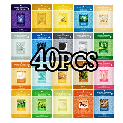 Pack of 40, The Elixir Beauty Nature Essence Collagen Full Face Facial Mask Sheet, 23ml x 40 Sheets
