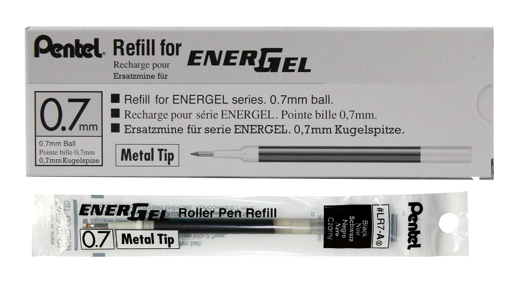 Refill Ink For Bl57/Bl77 Energel Liquid Gel Pen, Box Of 12, 0.7mm, Metal Tip, Black Ink (Lr7-A-12)