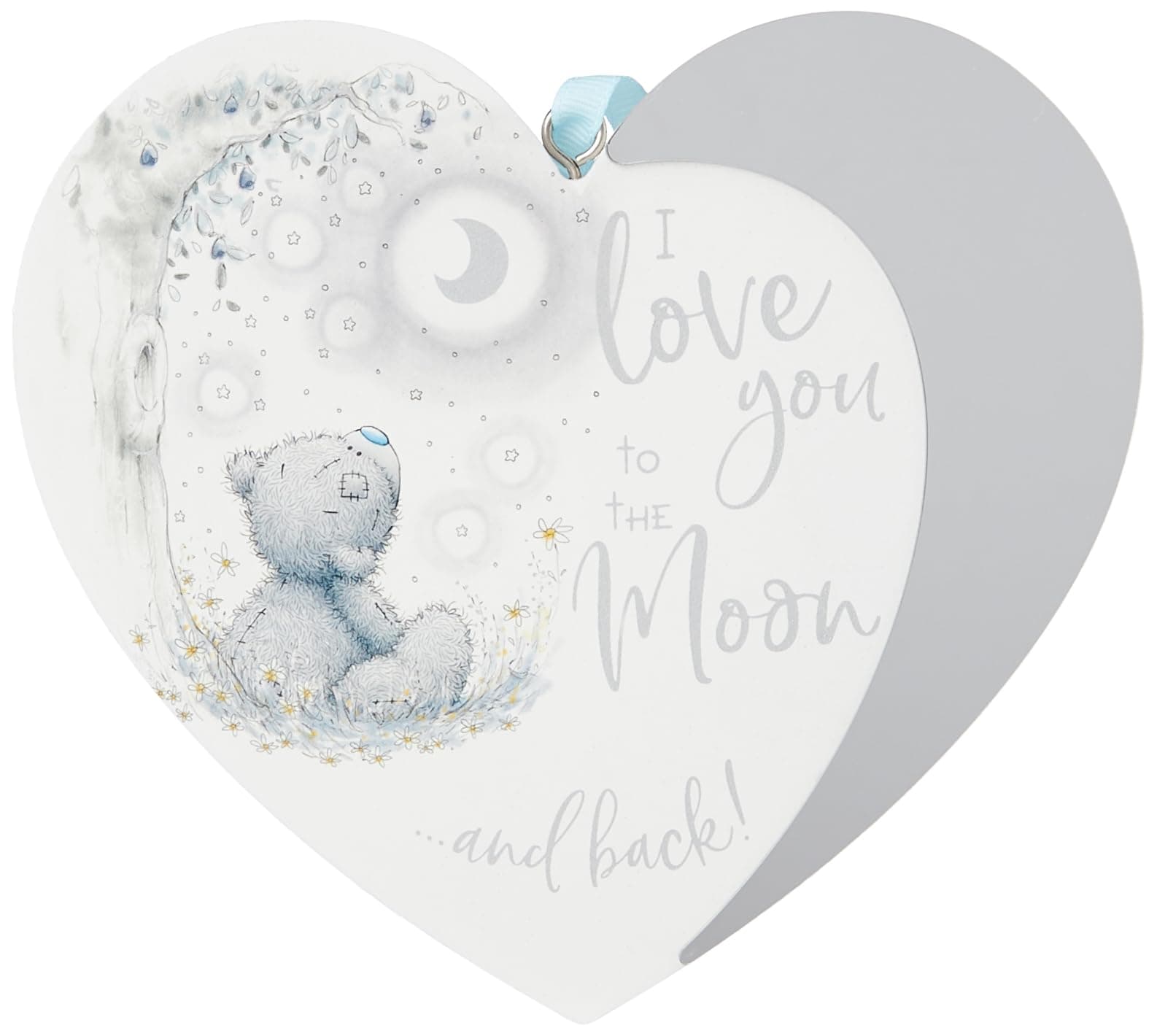 Me to You Love You to the Moon & Back Tatty Teddy Gift Plaque,Blue,grey
