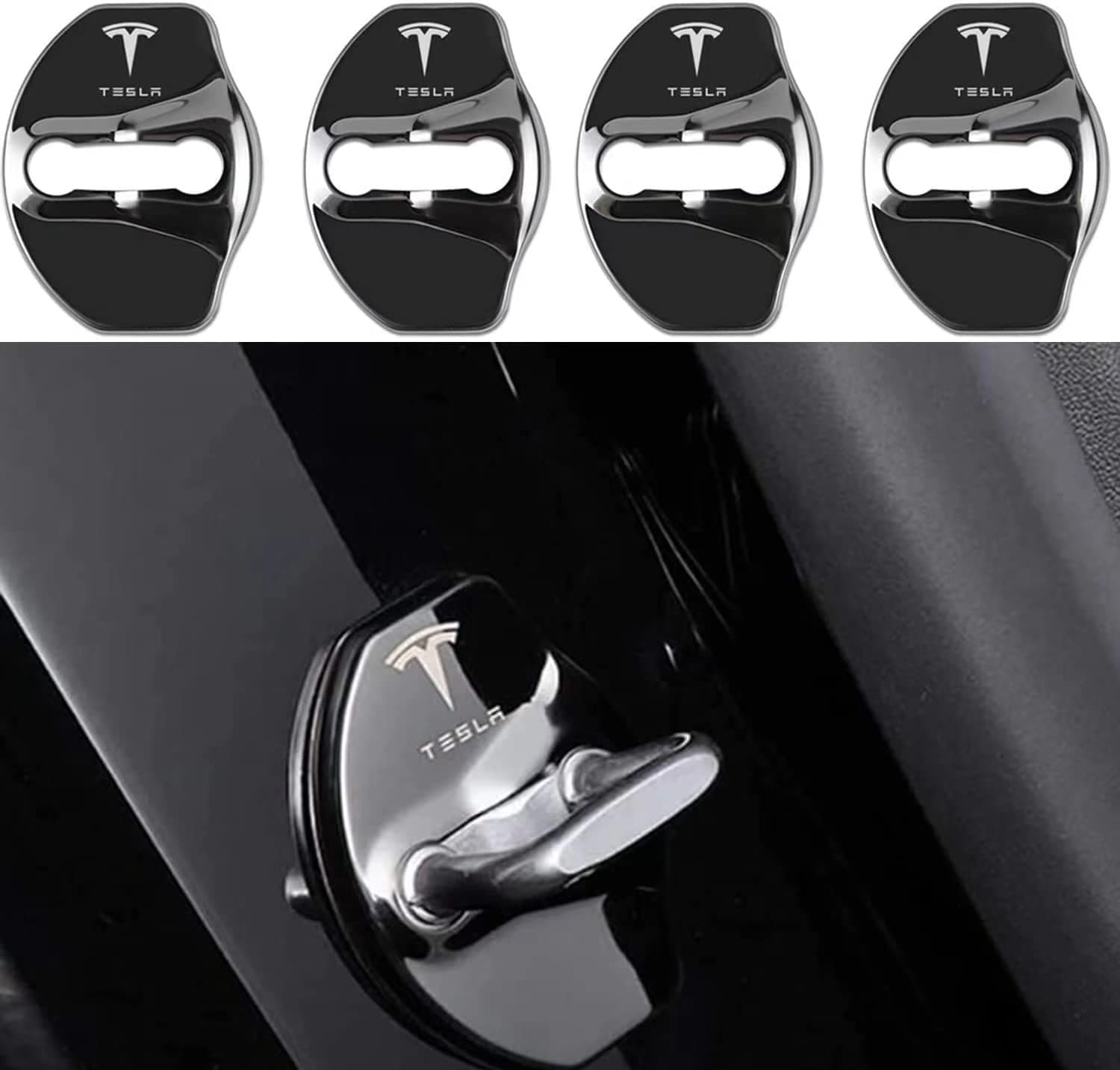 Fit Tesla Model 3 Model Y Car Door Lock Cover Stainless Steel Door Sill Protector for Tesla Model 3 Y Accessories