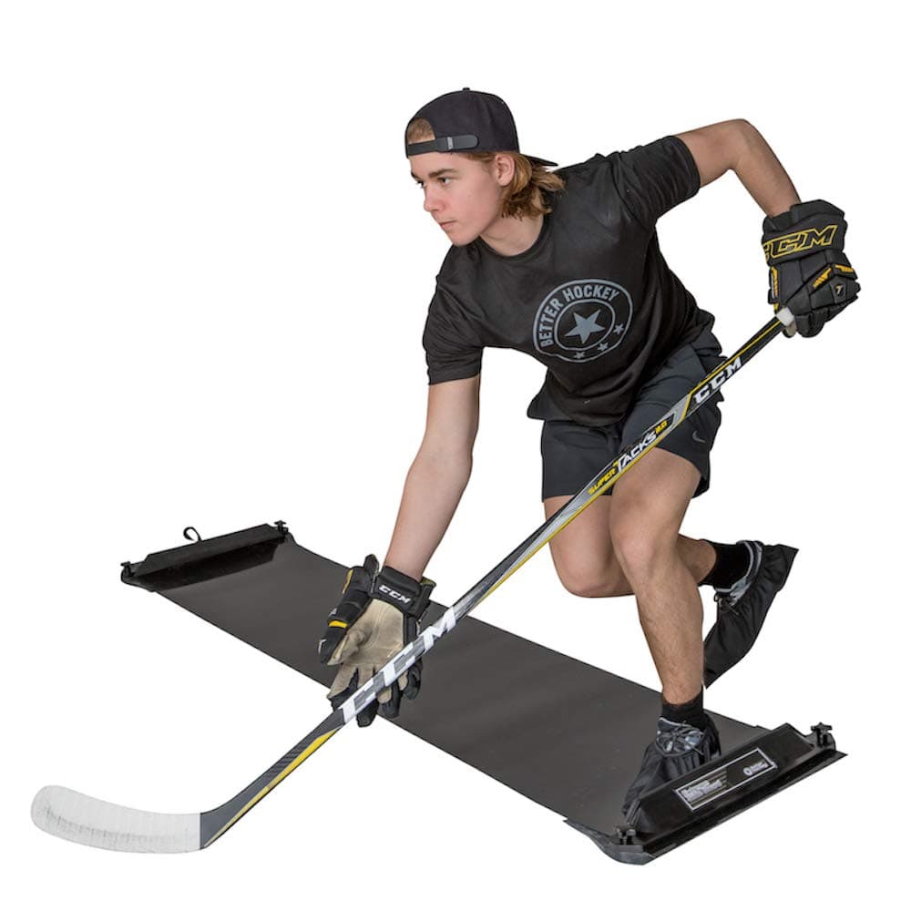 Extreme Slide Board - Portable IceHockey Training Aid, For Stamina, Endurance, Strength, Agility and Speed - Used by the Pros, Adjustable Length, With 3 pair of Booties, Size S, M, and L