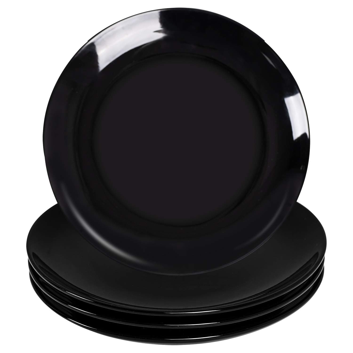 Dinner Plates Set- Delling 10in Black Dinnerware Plate -Large Salad Dish-Round Kitchen Ceramic Plate Set for Dinner and Salad, Restaurant, Family Party-Serving Platter Set of 4