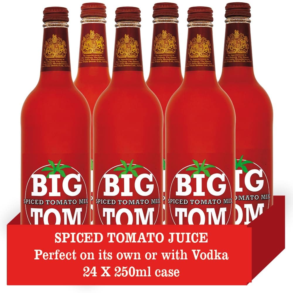 Big Tom Bloody Mary Mix, Non-GMO, Vegan, Gluten Free, 70 Percent Less Salt, All Natural, No Preservatives, 750ml (25.4 fl oz) glass bottles (6 Bottles)