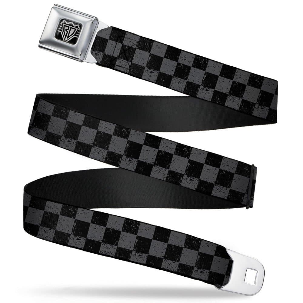 Seatbelt Belt - Checker Weathered2 Black/Gray - 1.0" Wide - 20-36 Inches in Length