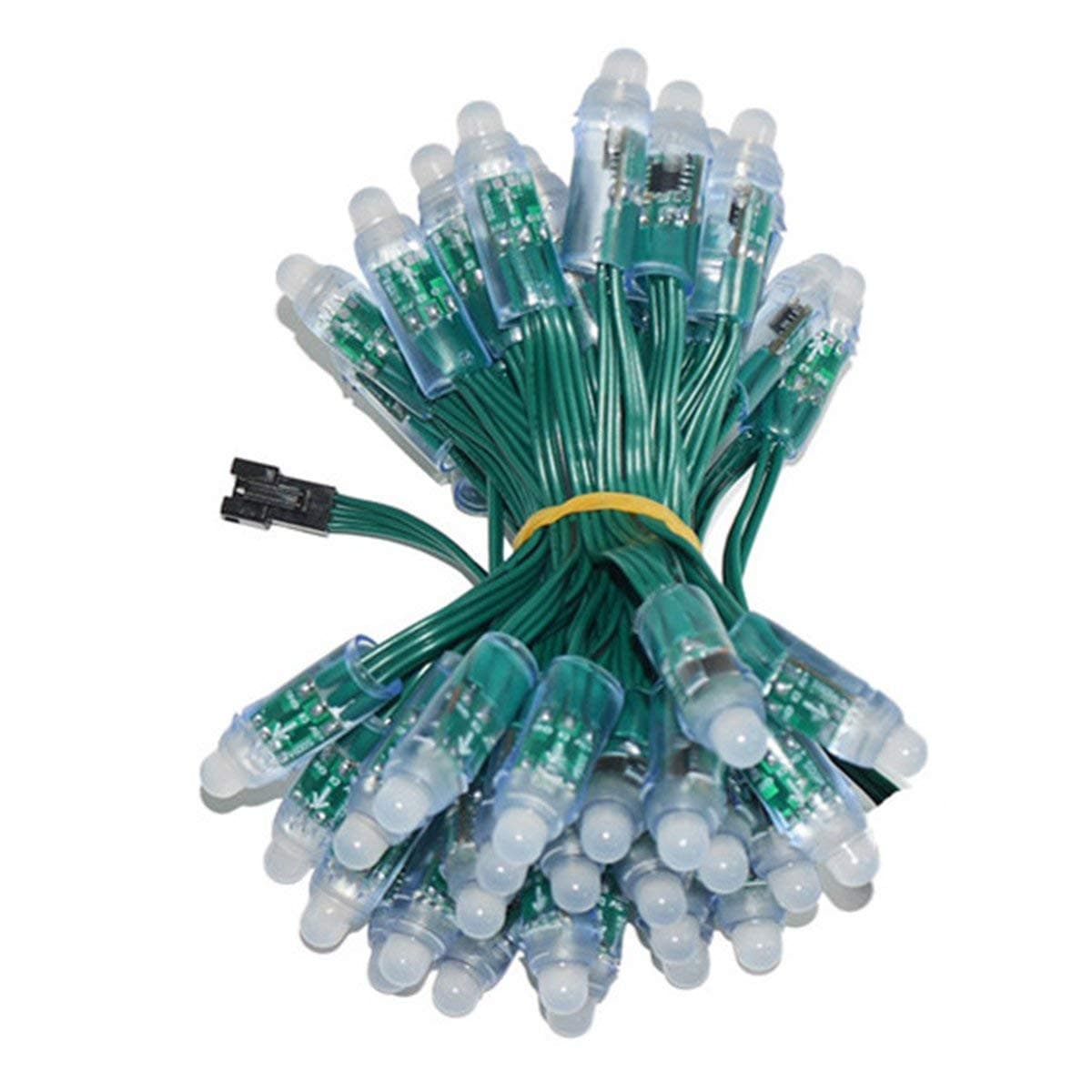 WS2811 Diffused Digital RGB LED Pixel Lights Green Wire Individually Addressable Round DIY LED Pixels Module IP68 Waterproof DC5V 50pcs/Set