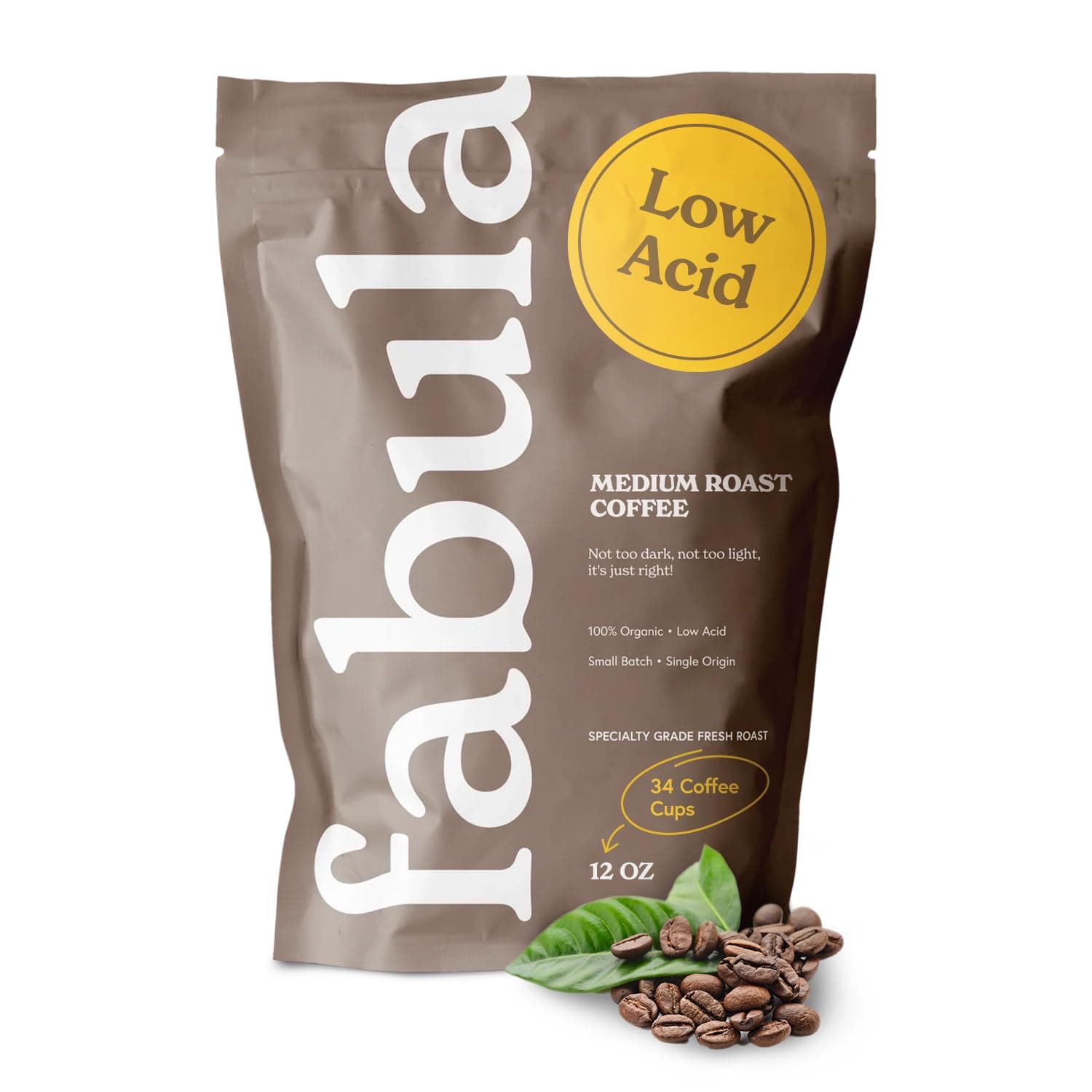 - Fabula Low Acid Coffee Beans Whole, USDA Organic Coffee Beans Medium Roast - Non-GMO - No Molds - Mycotoxins Pesticides Free - Single Origin - 12 oz