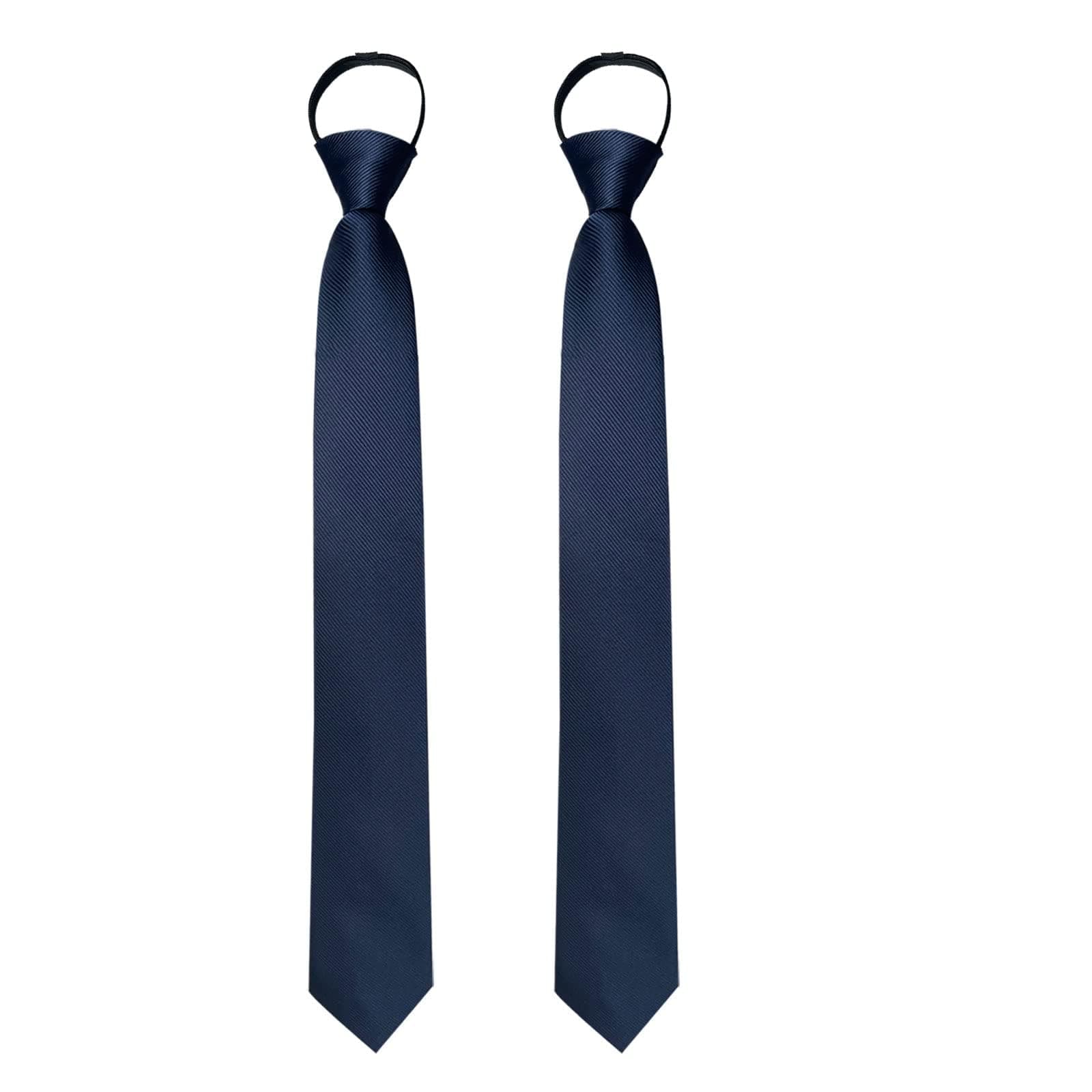– TERRIFI Men's Pretied Adjustable Tie Solid Color 3.15'' Zipper Ties Neckties, refer to Wedding, Business, Graduation and School(Set of 2)