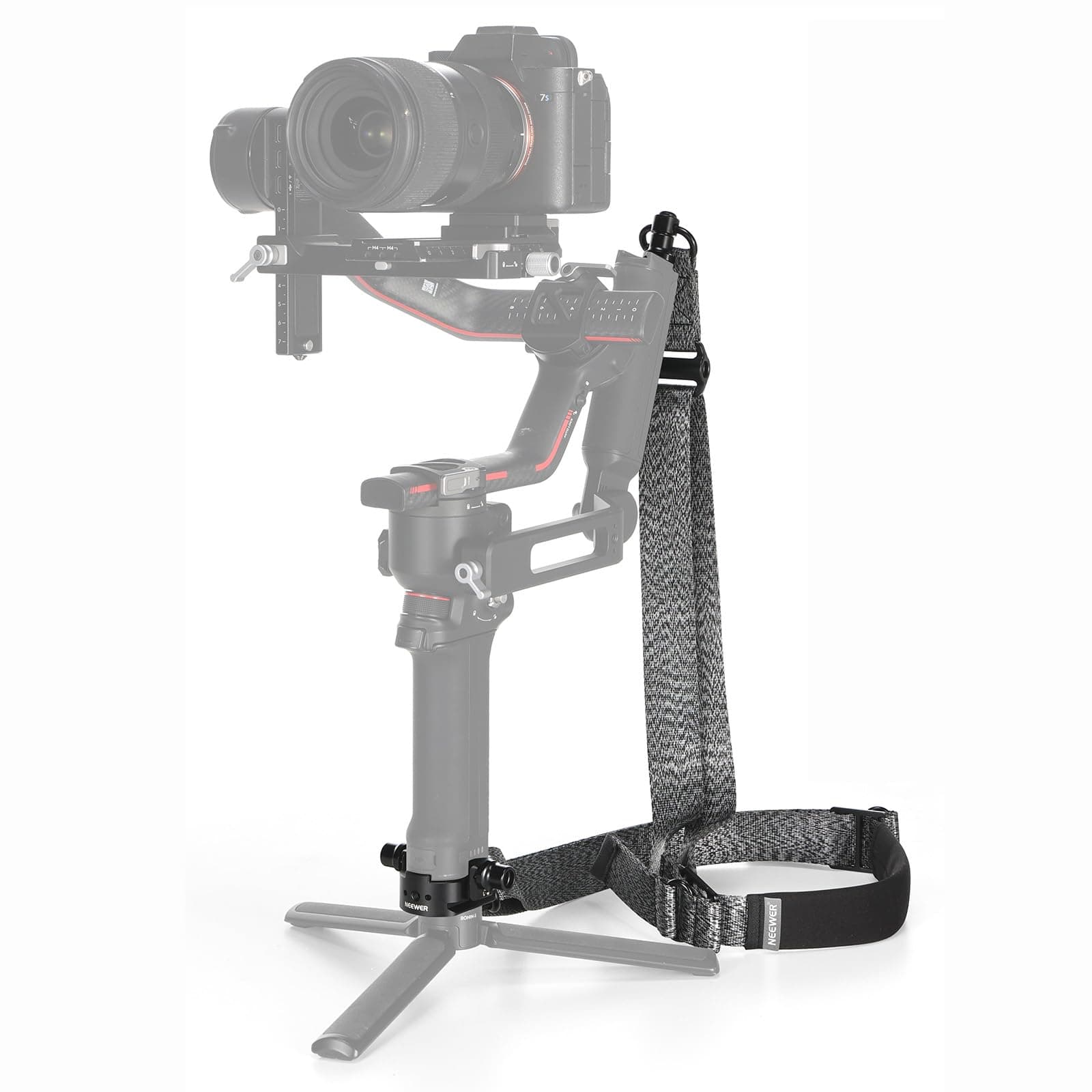 RS4 RS3 Gimbal Shoulder Strap, Weight Reducing Padded Adjustable Strap with Baseplate Quick Release QD Buckle Compatible with DJI RS4 RS4 Pro RS3 RS3 Pro RS2 Sling Handle, Grey, GA016