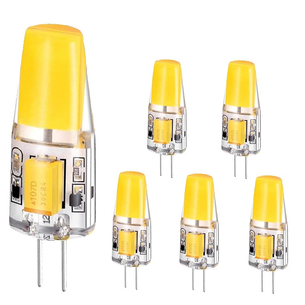 G4 LED Bulbs, OYATEK G4 Bulb 12V Warm White 2700K-2900K 2 Watt Bi-Pin Light Bulb 20 Watt T3 G4 Halogen Bulbs Equivalent, AC/DC10-20V(6 Pack)