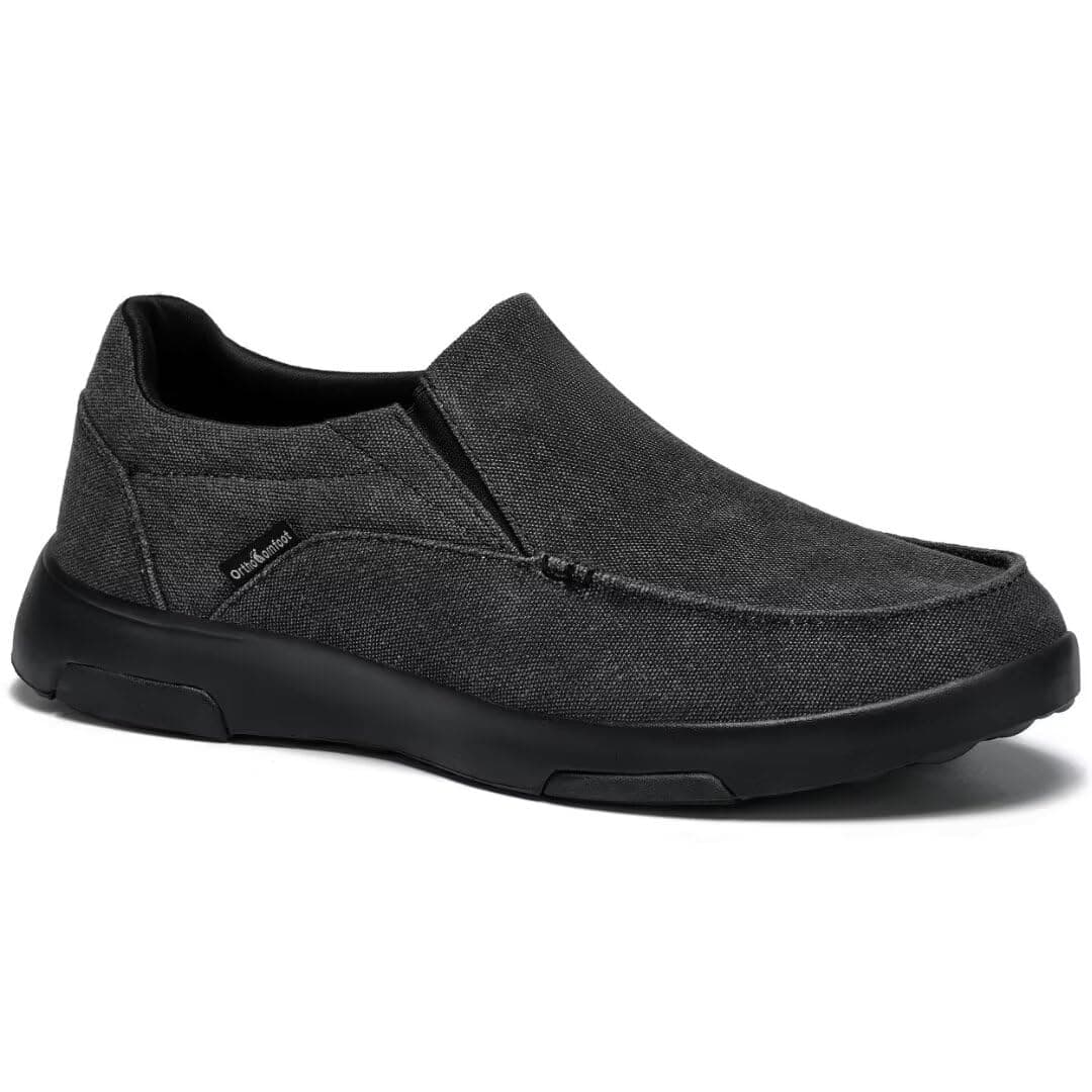 Men's Arch Support Slip-On Loafers Walking Shoes: Supportive Comfortable Soft Cushion Adjustable Fit Slip On Loafers, High Arch Lightweight Outdoor Casual Work House Standing Flat Shoes