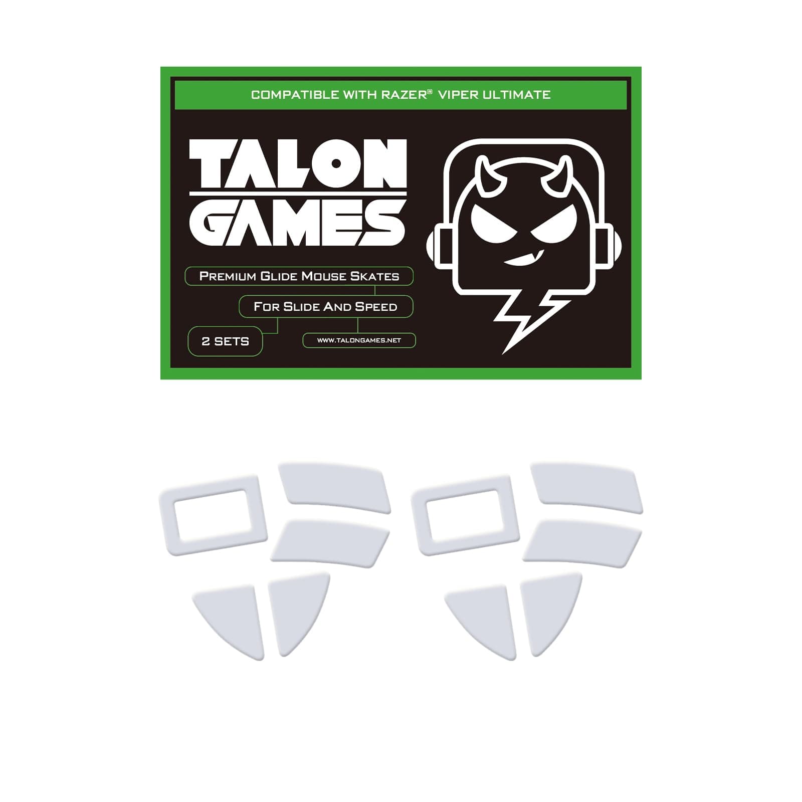 2Sets of TALONGAMES Rounded Curved Edges Mouse Feet Skates Compatible with Razer Viper Ultimate Gaming Mouse Feet Replacement,0.8mm,Pure PTFE Material with Super Smooth Glide Pads