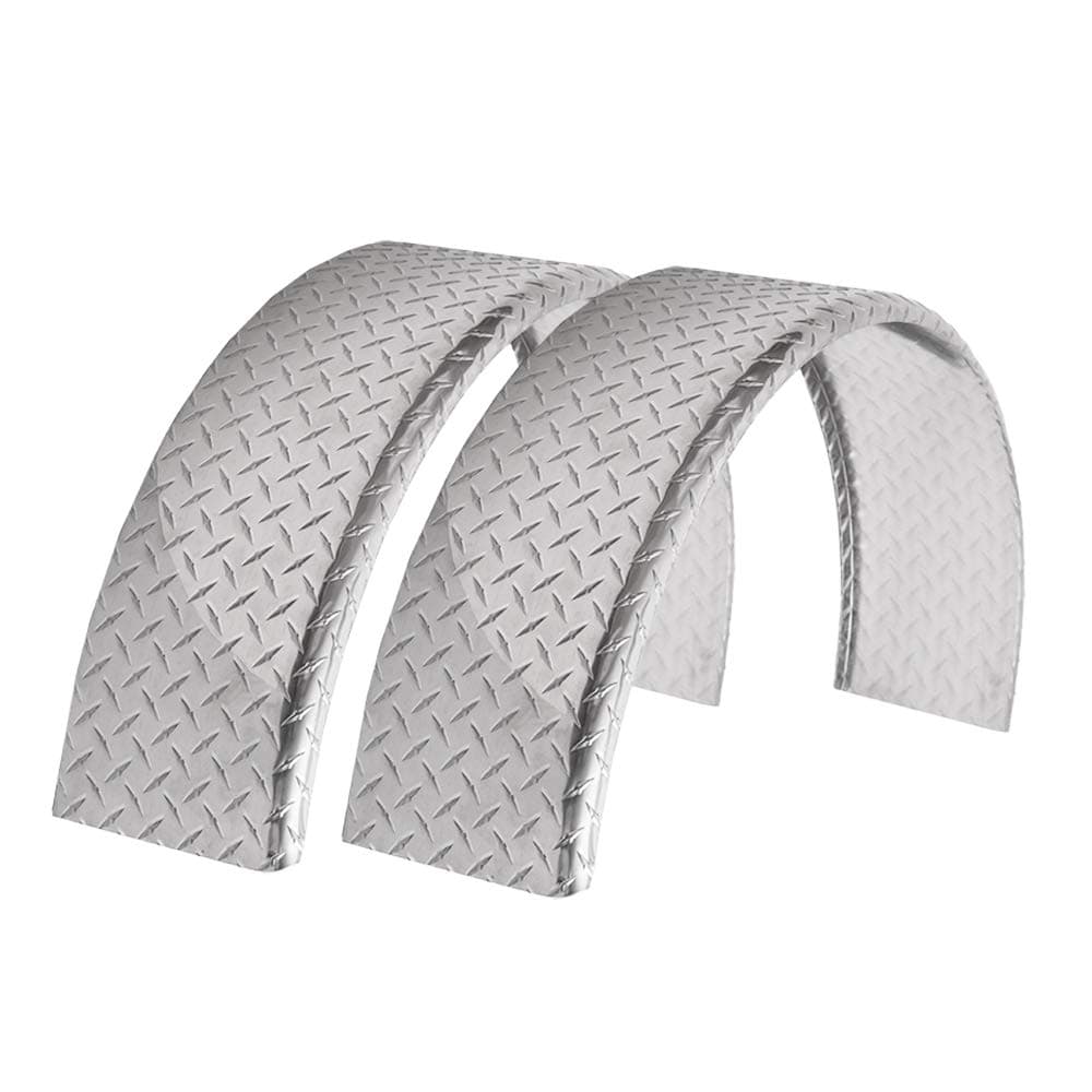 2-Pack Aluminum Diamond Plate Round Top Trailer Fender 10" X 36" X 18" | Car Hauler Trailer | Cargo Trailer | Utility Trailer | Landscape Trailer