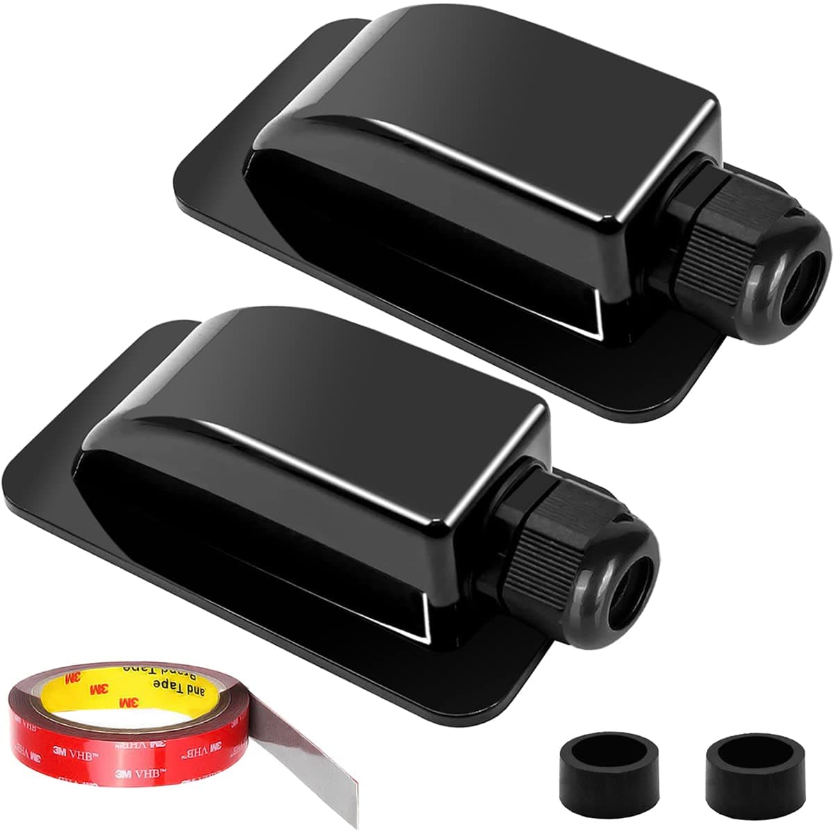 Xiatiaosann Solar Cable Gland Waterproof Housing Single Port Cable Entry Box ABS 3mm to 12mm for RV Boats, 2 PCS Solar Panel Wiring Mounting Brackets, IP68 Black