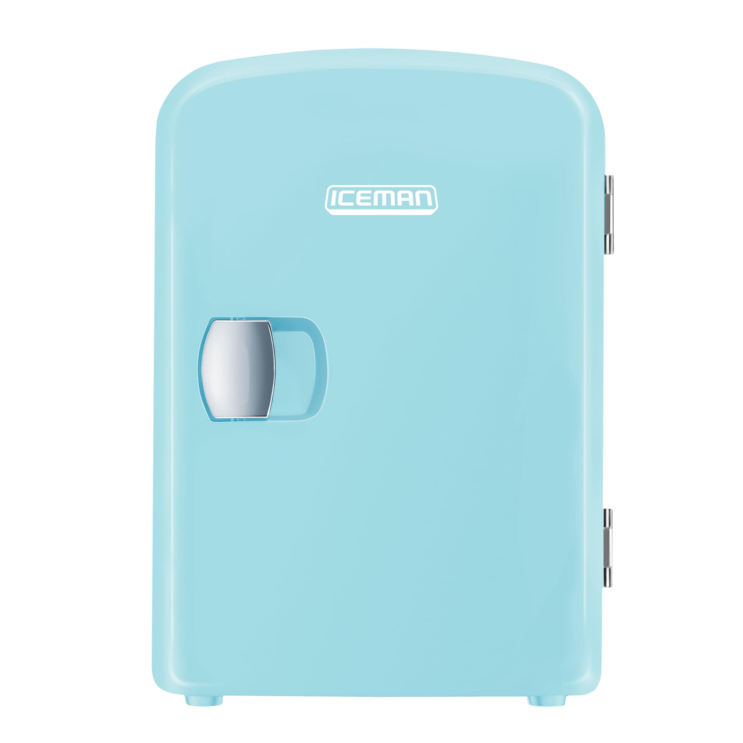 Chefman - Iceman Mini Portable Blue Personal Fridge Cools Or Heats & Provides Compact Storage For Skincare, Snacks, Or 6 12oz Cans W/A Lightweight 4-liter Capacity To Take On The Go