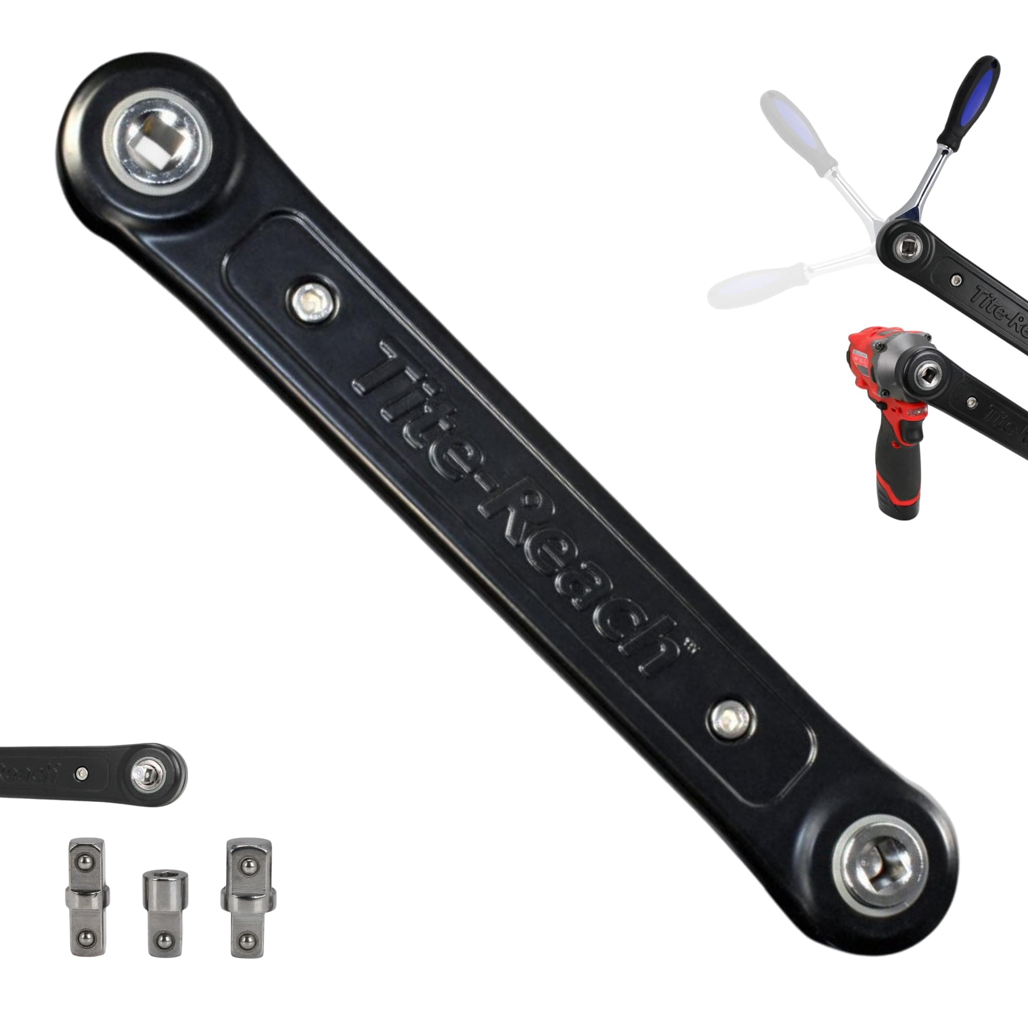 TITE-REACH Original 3/8” Drive Professional Extension Wrench, Impact Rated, Offset Ratchet Extender, Made for Tight Spaces