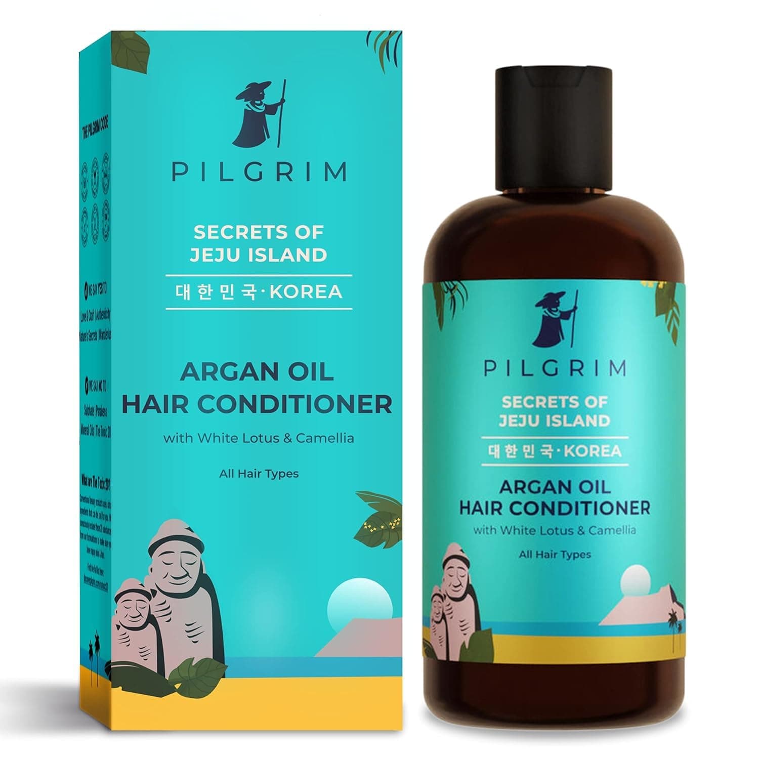 Pilgrim Korean Argan Oil Hair Conditioner With White Lotus & Camellia,Discover Healthy,Bouncy And Shiny Hair,Deep Nourishment All Hair Types,Men And Women, Korean Beauty Secrets, 200 Millilitre