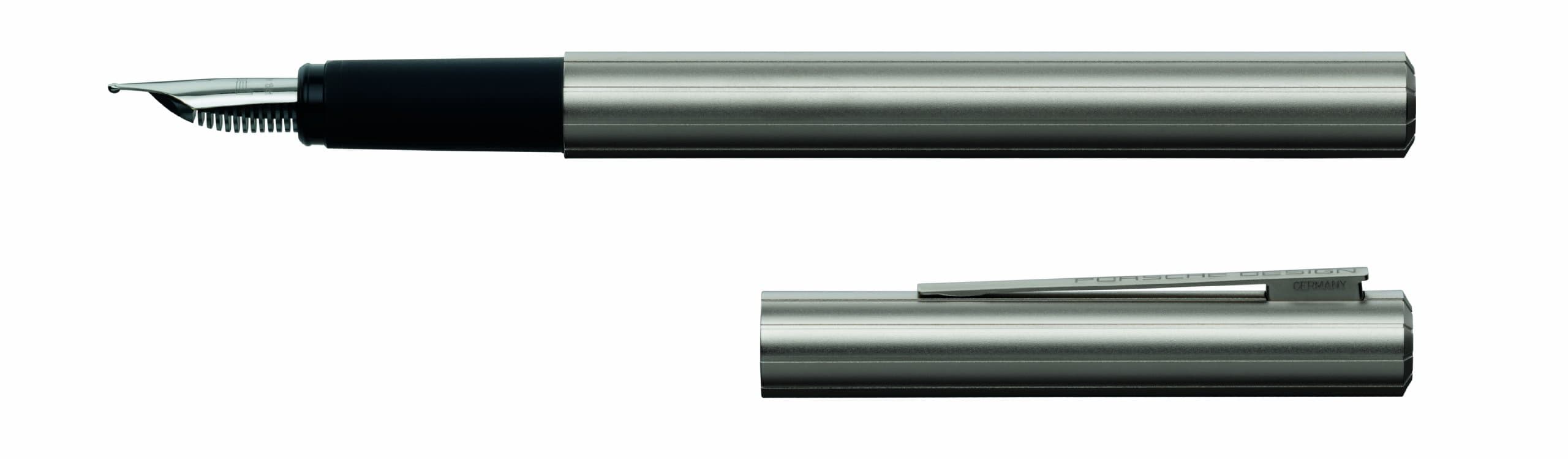 Porsche Design Slim Line Silver Fountain Pen, EF Tip (991489)