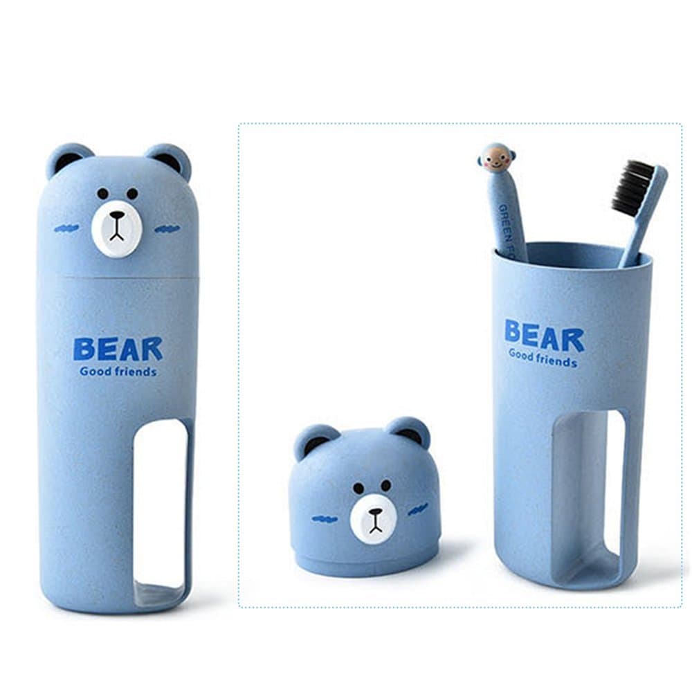 Travel Toothbrush holder and toothbrush Set, Bear Portable Business Wash Cup Holder
