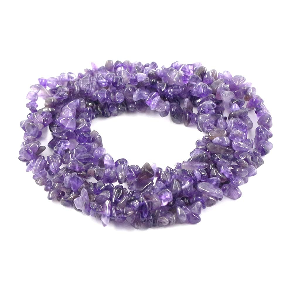 35 inches Chip Stone Loose Gemstones Beads Drilled Strand for Jewelry Making (Amethyst)