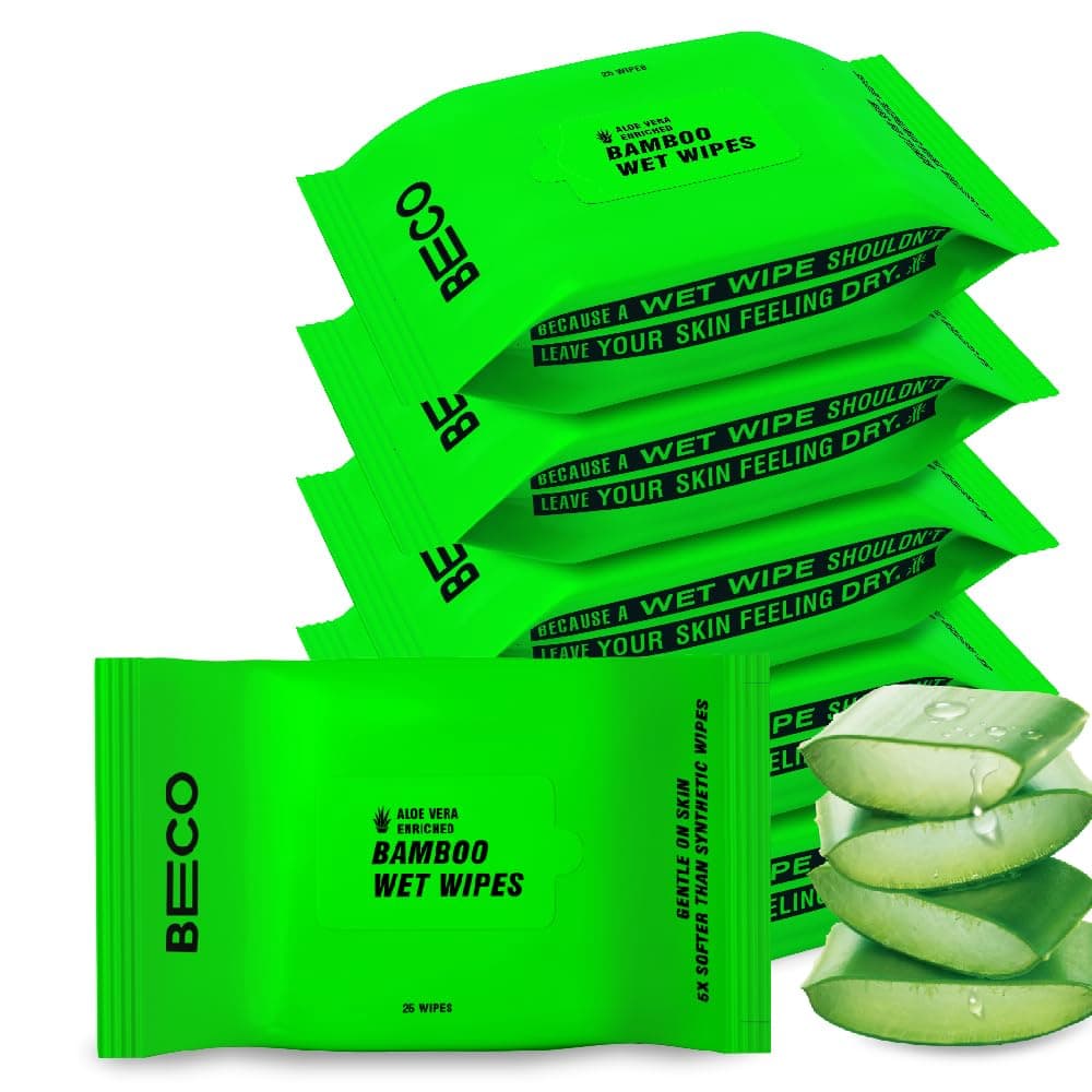 Bamboo Aloe Vera Wet Wipes, 25 Pulls Each, Pack of 6, 100% Natural & Eco-Friendly
