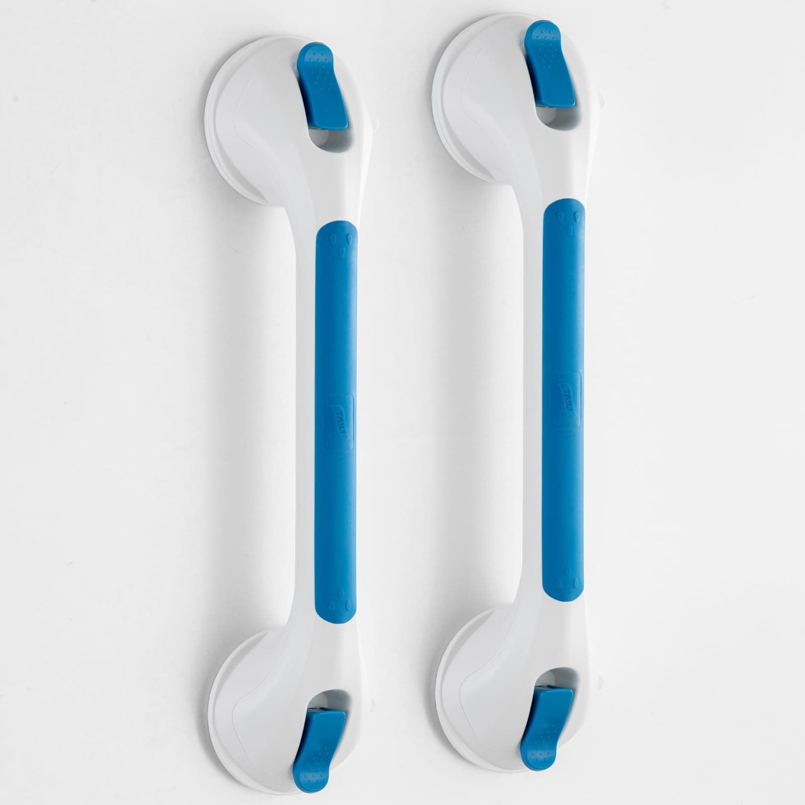 TAILI Shower Grab Bar Glow in The Dark, 2 Pack 16.8 in Grab Bars for Bathtubs, Bath Handles Shower Rails for Seniors and Elderly,Bathroom Safety Grip Removable No Drilling Waterproof Blue