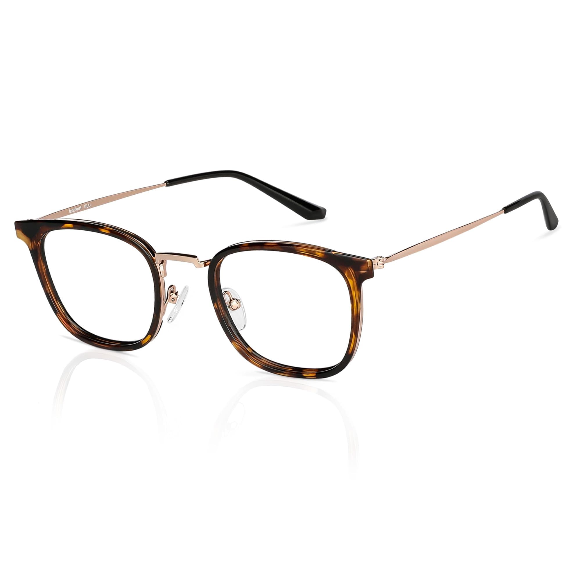 LENSKART BLU | Zero Power Blue Cut Computer Glasses | Anti Glare, Lightweight & Blocks Harmful Rays | Full Rim Square | 100% UV Protected | For Men and Women | Medium | LB E13529