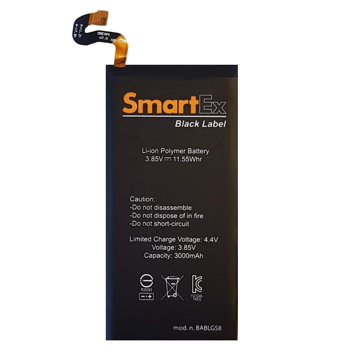 Black Label Battery compatible with Samsung Galaxy S8 (EB-BG950ABA)