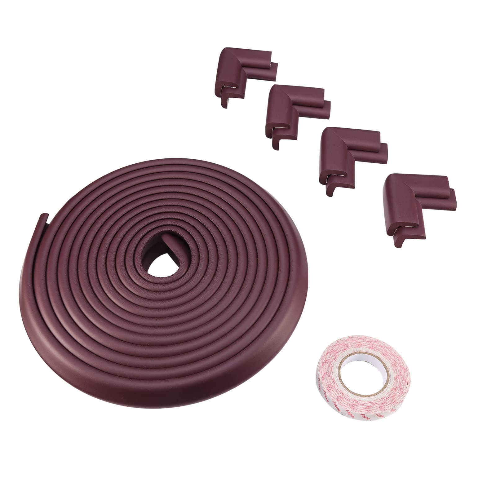 Brifit5 m High Density Rubber Edge Protector with 8 Table Corner Protectors, Baby Child Safety Kit, Brown